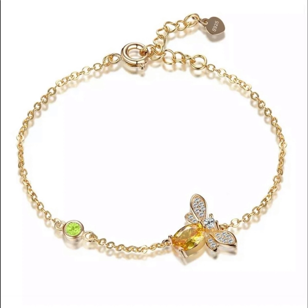 New! 925 stamped/18k gold filled bee bracelet